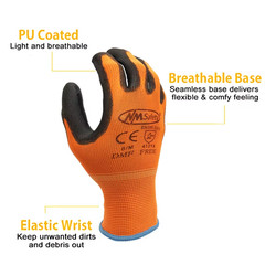 NMSafety 12 Pairs Work Gloves For PU Palm Coating Safety Protective Glove