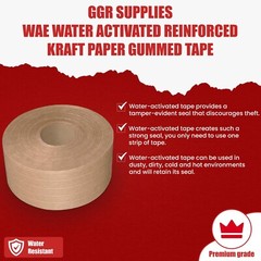 T.R.U. Water Activated Reinforced Kraft Paper Gummed Tape 2.75 inches Wide