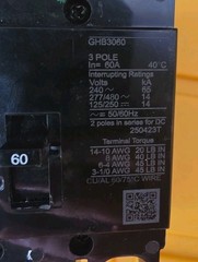 Eaton GHB3060 Circuit Breaker 60A 3 Pole 277/480VAC