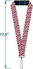 Buckle-Down Lanyard-1.0″-United Kingdom Flags Diagonal One Size Multicolor