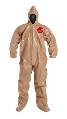 DuPont Tychem 5000 Hooded Chemical Resistant Coveralls 2XL Tan Taped Seam 6-Pack