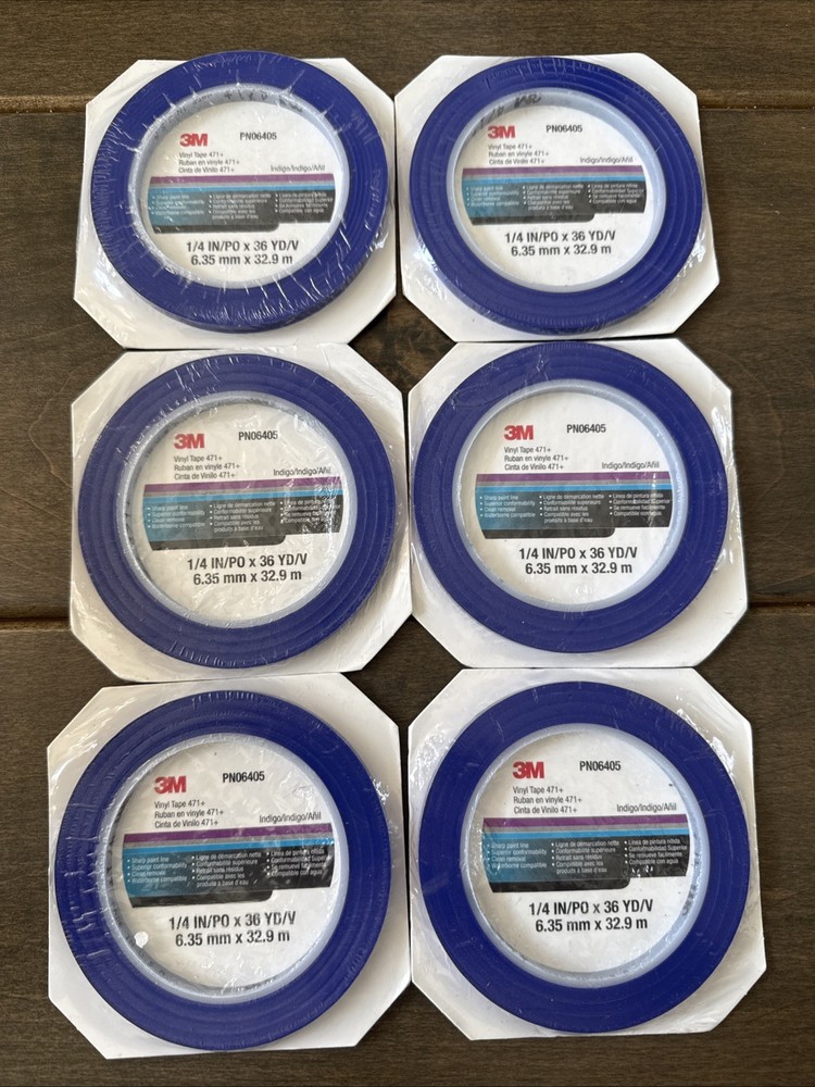 Lot 6 Rolls New- 3M Vinyl Tape 471+ 1/4 in x 36 yd 06405 Indigo