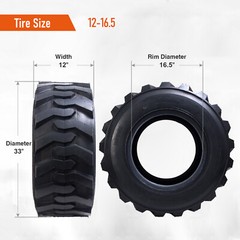 12-16.5 Skid Steer Loader Tire 12PR 12×16.5 SKS Heavy Duty High Traction Tubeles