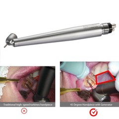 LED Dental Surgical Handpiece 45 Degree High Speed Turbine 4 Hole Rare Exhaust