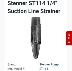 Stenner ST114 Pump Weighted Suction Line Strainer 1/4″ NEW