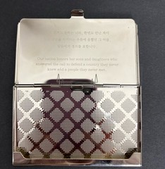 United States South Korea Flag Mother of Pearl Pocket Business Card ID Holder
