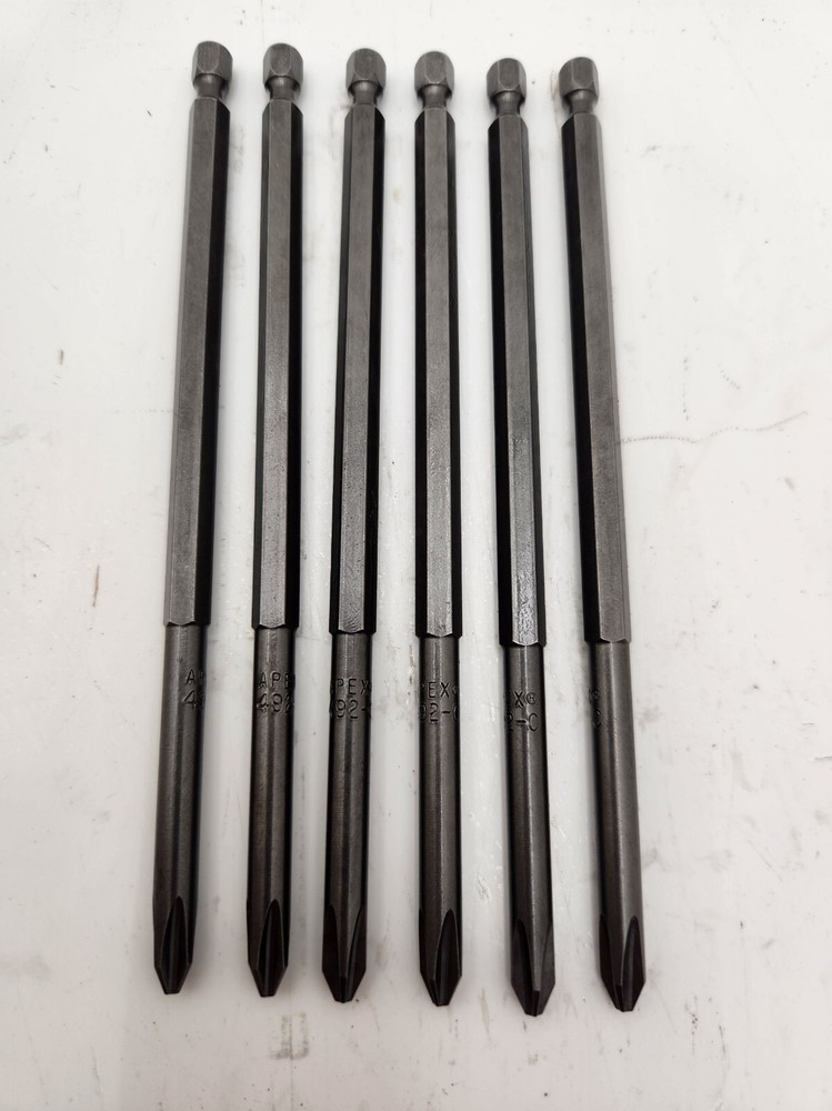 6 NEW APEX #2 Phillips 6″ Long Screwdriver Bit Set 492-C USA Made Aircraft