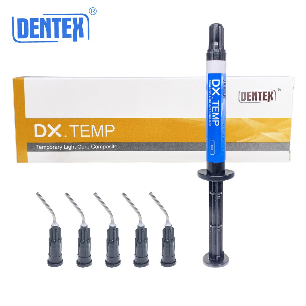 Dentex DX.TEMP Dental Composite Re**n Temporary Flow Light Cure Blue/Clear
