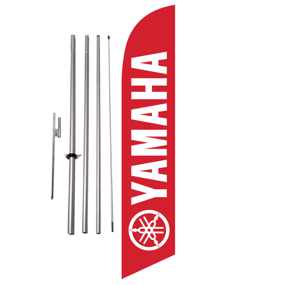 Yamaha (red) Dealership Advertising Feather Banner Swooper Flag Kit + spike