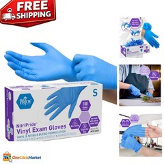 Non-Sterile Nitrile/Vinyl Gloves for Medical & Food Use – Blue, Small, 100 Pack