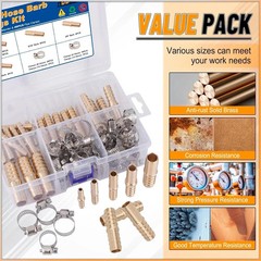 32PCS Brass Hose Barb Fittings Barb Splicer Mender Hose Fittings Kit 3/16″ 1/4″