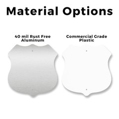 Information Up Shield Shaped Sign With Stake Weather Resistant Made in the USA