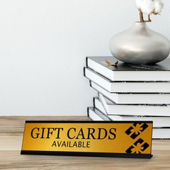 Signs ByLITA Gift Cards Available Graphic Black Frame, Desk Sign (2×8″)