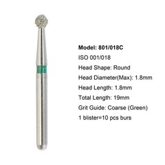 Diamond Dental Burs 856 379 801 FG Round End Taper Football Barrel Pear Flame