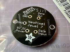 Adafruit NeoPixel Jewel RGBW Wearable Round PCB, 7 Addressable LEDs, Cool ~6000K