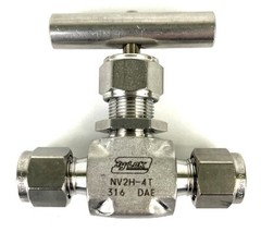 HY-LOK, NV2H-4T, 1/4″ TUBE, 316 SST, INTEGRAL BONNET NEEDLE VALVE, NEW NOS S