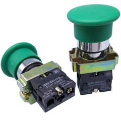 US Stock 2pcs XB2-BC31C NO Momentary Mushroom Head Push Button Switch Green