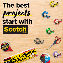 Scotch Heavy Duty Packaging Tape, 3″ Core, Clear, 1.88″ x 54.6 yds, 6 Rolls