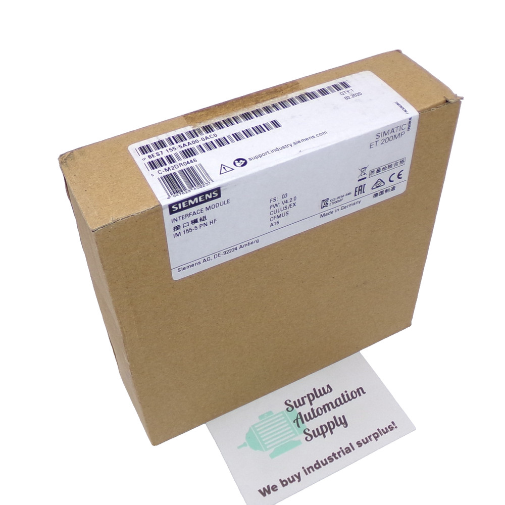 Siemens SIMATIC 24VDC ET 200MP IM155-5 PN HF Interface Module 6ES7155-5AA00-0AC0