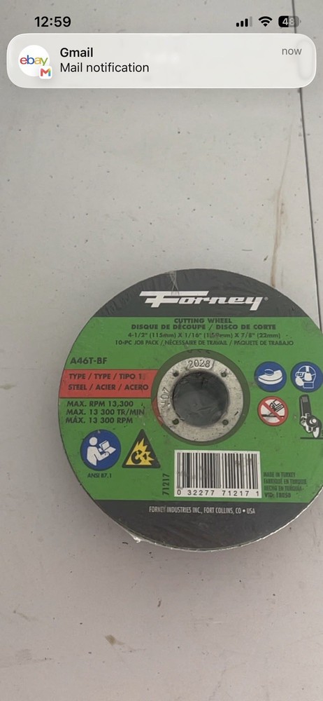 Lot of 5 Forney Grinding Wheels A24R-BF Metal Type 27 4-1/2″ X 1/4″ x 7/8″ 71877