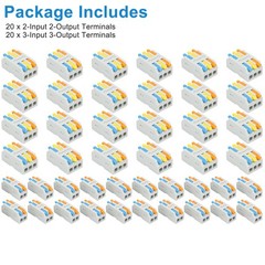 40PCS Mini Push-in Terminal Block 28–14 AWG Quick Wire Connector for Home Wiring