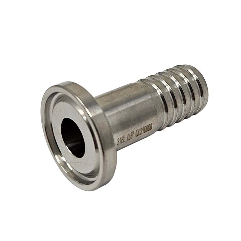 1/2 Inch Tri-Clamp x 1/2 Inch Hose Barb Adapter 316 Stainless Steel