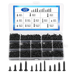1300 Pcs Wood Screws Assortment Kit, M2 M2.5 M3 Small Phillips Pan Head Self Tap