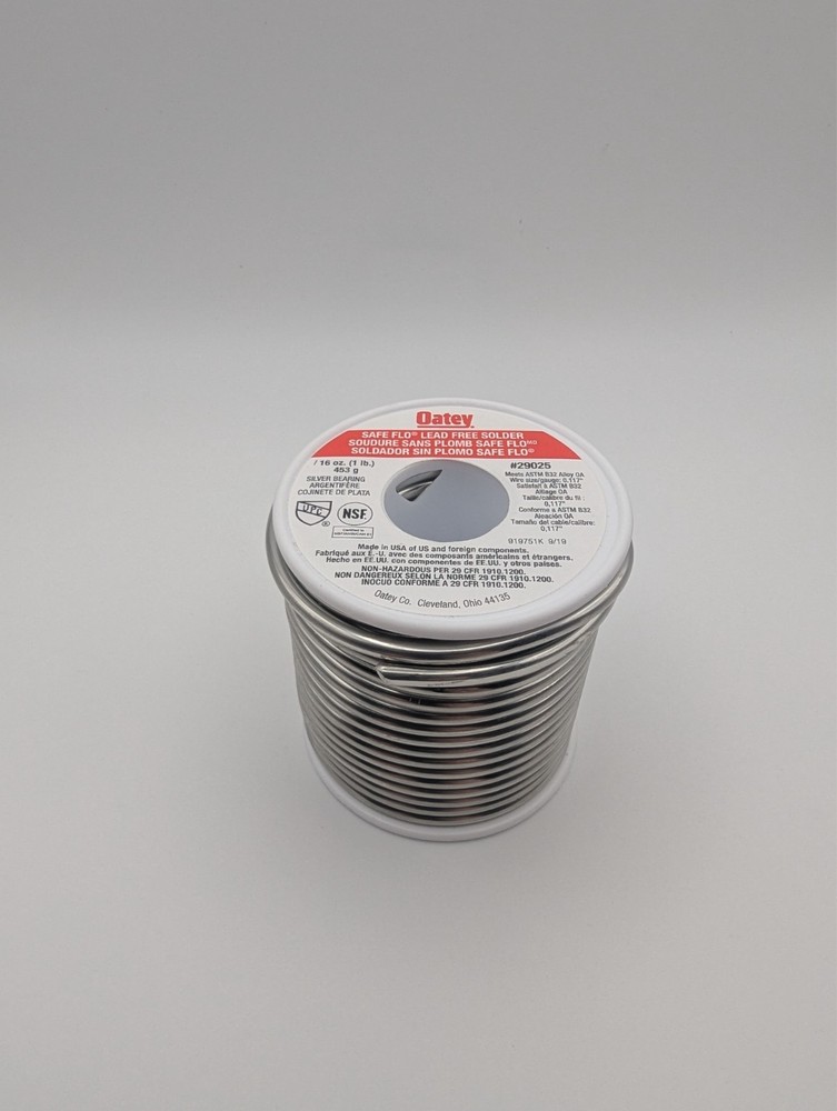 NEW Oatey Silver Bearing Lead Free Solder For Plumbing, 1 lb Spool with Safe Flo