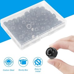 100 Pcs M6 x 1.0 mm Nylon Insert Hex Lock Nuts Black Zinc-Plated Self-Locking F