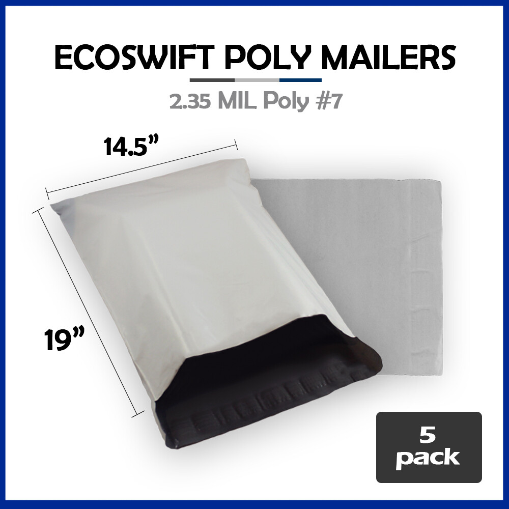 5 14.5×19 EcoSwift Poly Mailers Plastic Envelopes Shipping Mailing Bags 2.35MIL