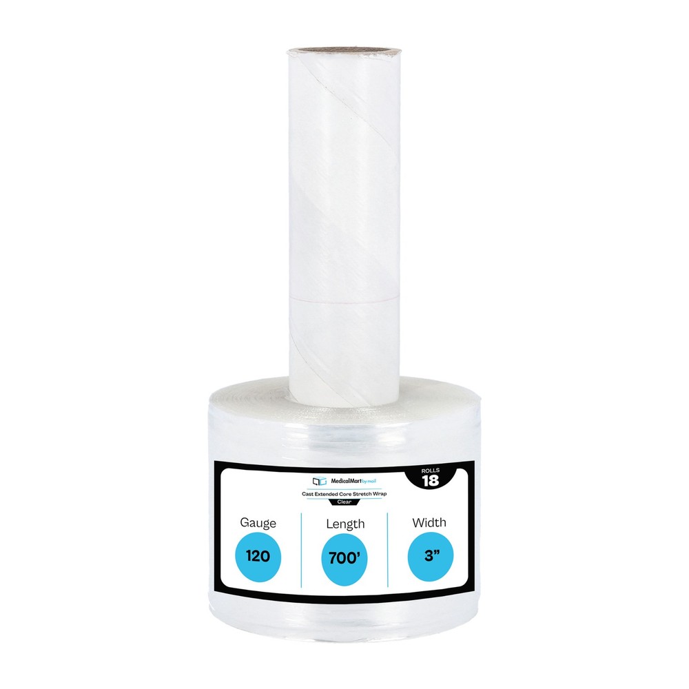 120 Gauge 3″ x 700′ Mini Extended Core Stretch Wrap Banding Film Clear 18 Rolls