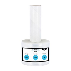 120 Gauge 3″ x 700′ Mini Extended Core Stretch Wrap Banding Film Clear 18 Rolls