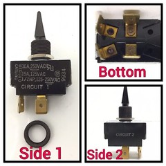 (1) Carling Toggle SWITCHES 2GG51, OFF-ON-ON, 2 CIRCUIT, 3 POSITION, 4 POST, 15A