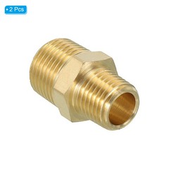 Brass Hex Nipple Pipe Fitting, 2 Pack 3/8″ NPT x 1/4″ NPT Male Couplings