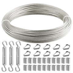 1/8 Inch Wire Rope, 120FT Stainless Steel Cable, 7X7 Strands Steel Wire Kit with