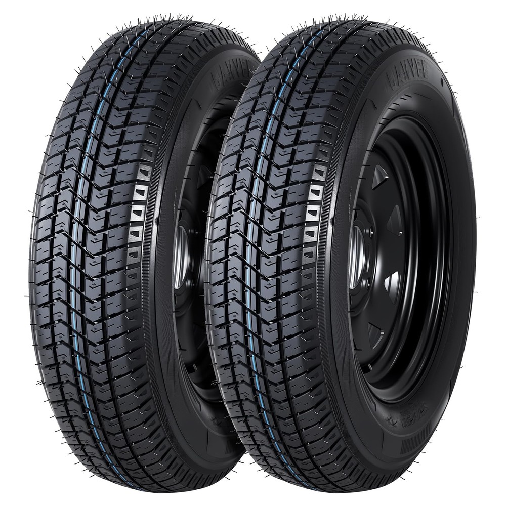 2-Pack ST175/80D13 Trailer Tire Rim 5 Lug 4.5 PCD Load C 6PR Black