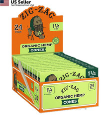 Zig-Zag Organic Hemp Rolling Paper Pre Rolled Cones 1 1/4 Size 24 Pack