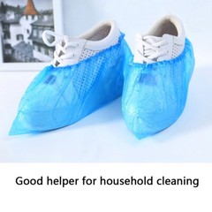 100pcs Home/Hotel Disposable PE Plastic Shoe Covers Blue Dust Proof &Waterproof