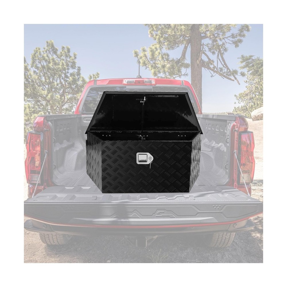 BLACKHORSE-RACING 39inch Aluminum Trailer Tongue Box with Lock & Keys, Stripe…