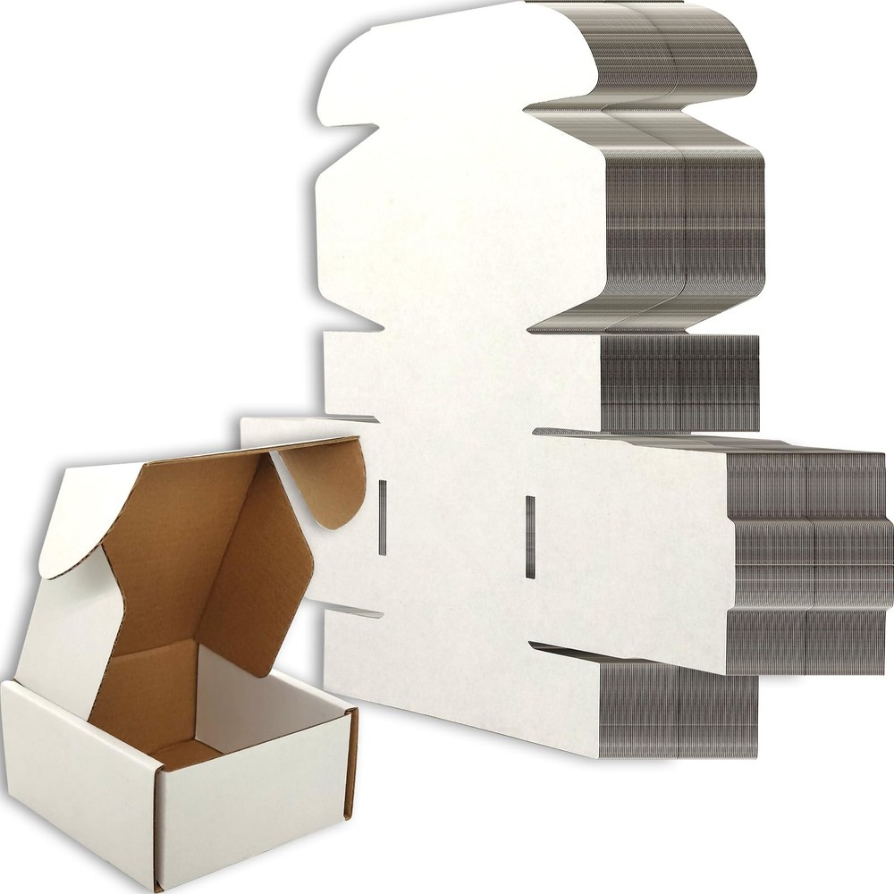 100 Pack 4x4x2 Inch White Corrugated Cardboard Small Shipping Mailer Box