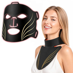 Aimilove LED Light Therapy Mask for Face & Neck,4 Modes Red Blue Black