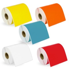 DYMO LW 1744907 COLOR 4XL 4×6 – 5 Rolls – 1 each: BLUE WHITE YELLOW RED ORANGE