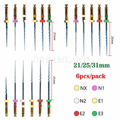 6pcs Dental NiTi Super Rotary Files Endodontic Endo Motor Root Canal 21/25/31mm
