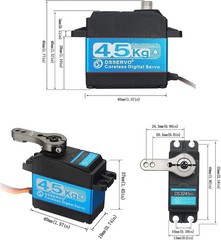 45KG High Torque Coreless Servo Motor with Stainless Steel Gear – 180 Degrees
