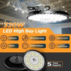 6500K UFO LED Garage Shop Lights – 320W Industrial Lighting w/ 5-