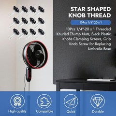 12 Pcs 1/4″-20 x 1 Thumb Screws Star Knob Black Plastic