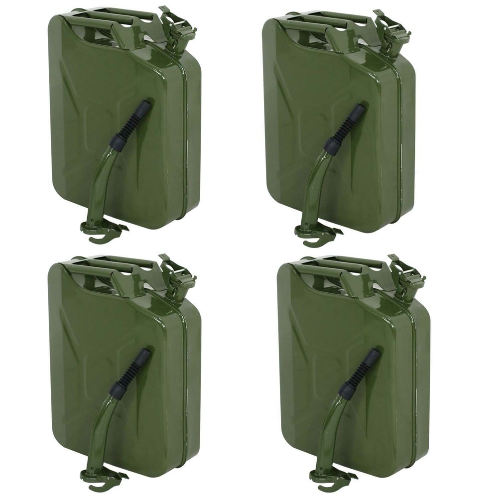 4 Pack 5 Gallon 20L Jerry Can Gas Gasoline Can with Smooth pouring Spout Green
