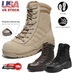 Men’s Steel Toe Work Boots Safety Military Combat Work Shoes US Size 6.5-15