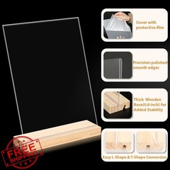 xydstay 2pk Acrylic Sign Holder Wood Base