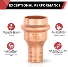 1/2″ Copper Press x 1/2″ PEX Crimp Coupling Adapter (Pack of 10)